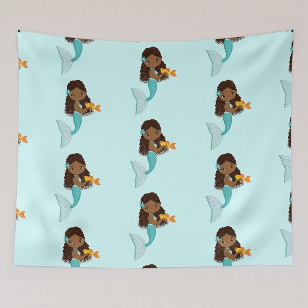 Item preview, Sirena afroamericana con cola turquesa designed and sold by CreativeMill.