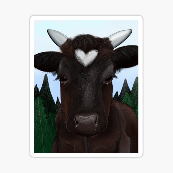 Item preview, Heart Cow in Snowy Forest designed and sold by KarouCreative.