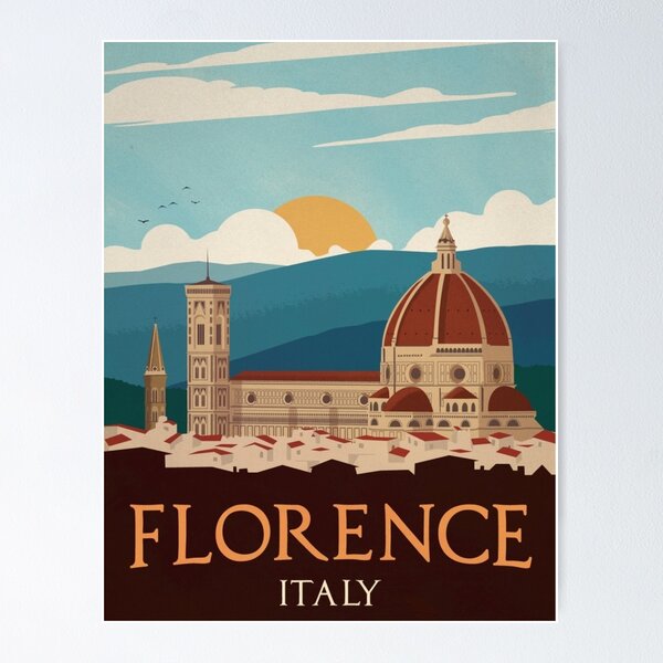 Item preview, Florence Italy Retro Travel Poster designed and sold by Freshfroot.
