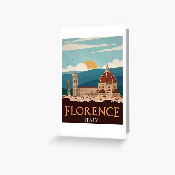 Florence Italy Retro Travel Poster Greeting Card