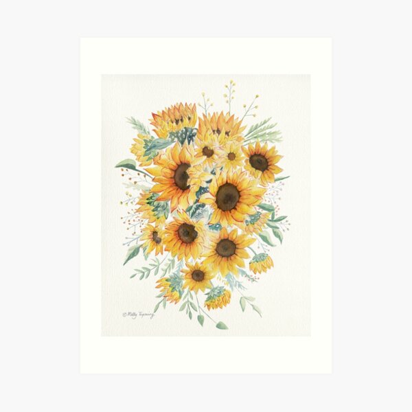 Loose Watercolor Sunflowers Art Print