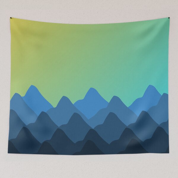 Item preview, The Mountains Are My Life/5 Shades Blue Gradient Turquoise Yellow Sky designed and sold by ShaunSandhu.