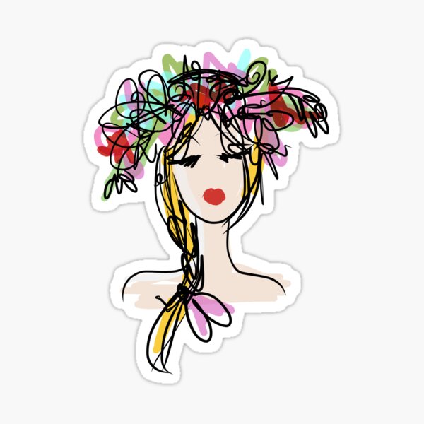 Item preview, Female profile with floral hairstyle designed and sold by Kudryashka.