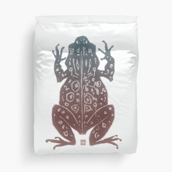 Zen the Toad Woodcut Duvet Cover