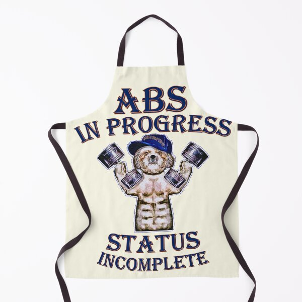 Item preview, ABS IN PROGRESS STATUS INCOMPLETE PUPPY DOG LIFTING WEIGHT WITH DUMBBELLS designed and sold by SlowToes.