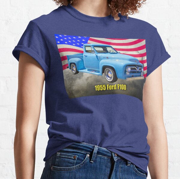 1955 F100 Ford Pickup Truck with US Flag Classic T-Shirt