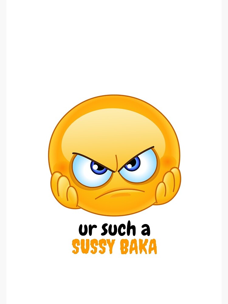 SUSSY BAKA | MEME | with smiley face Sticker for Sale by Clear-Fashions