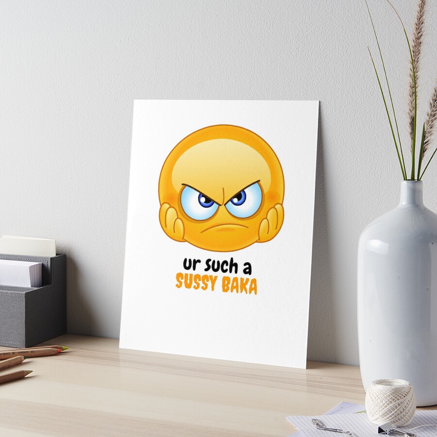 SUSSY BAKA | MEME | with smiley face Sticker for Sale by Clear-Fashions