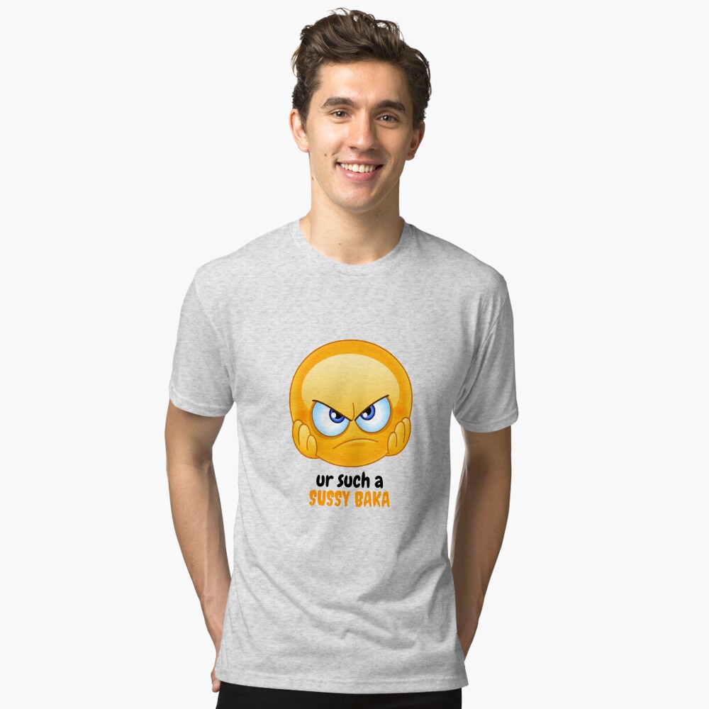 SUSSY BAKA | MEME | with smiley face Sticker for Sale by Clear-Fashions