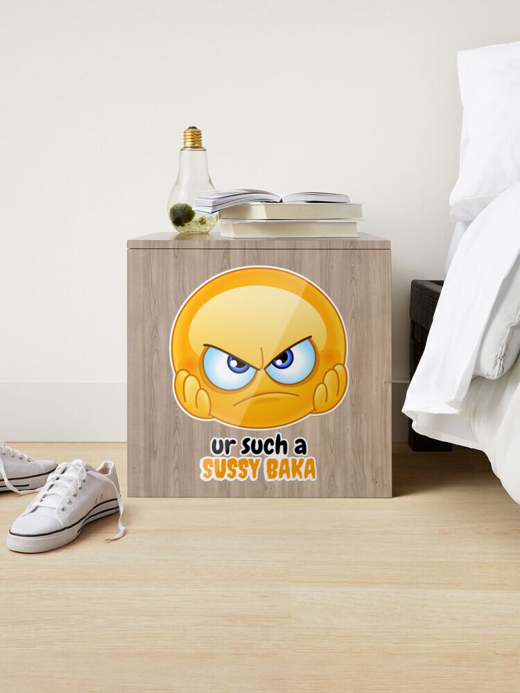 SUSSY BAKA | MEME | with smiley face Sticker for Sale by Clear-Fashions