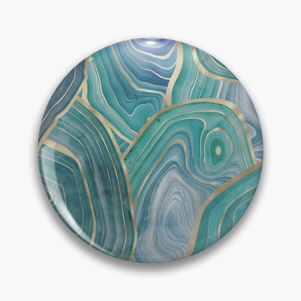 Item preview, Pastel Teal and Gold Watercolor Agate stone pattern, lovely and soft swirls of light teal colors with gold accents designed and sold by Orianah.