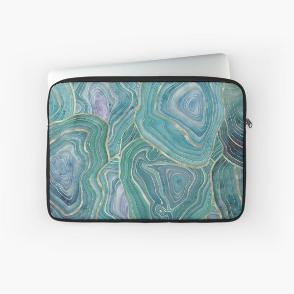 Item preview, Pastel Teal and Gold Watercolor Agate stone pattern, lovely and soft swirls of light teal colors with gold accents designed and sold by Orianah.