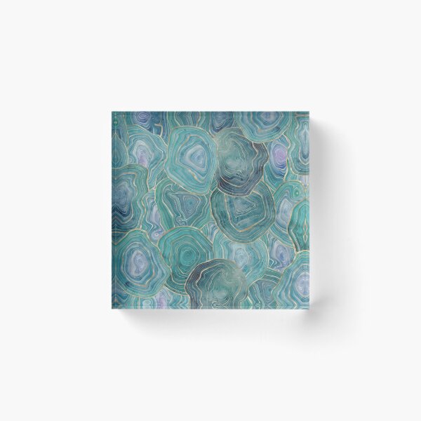Item preview, Pastel Teal and Gold Watercolor Agate stone pattern, lovely and soft swirls of light teal colors with gold accents designed and sold by Orianah.