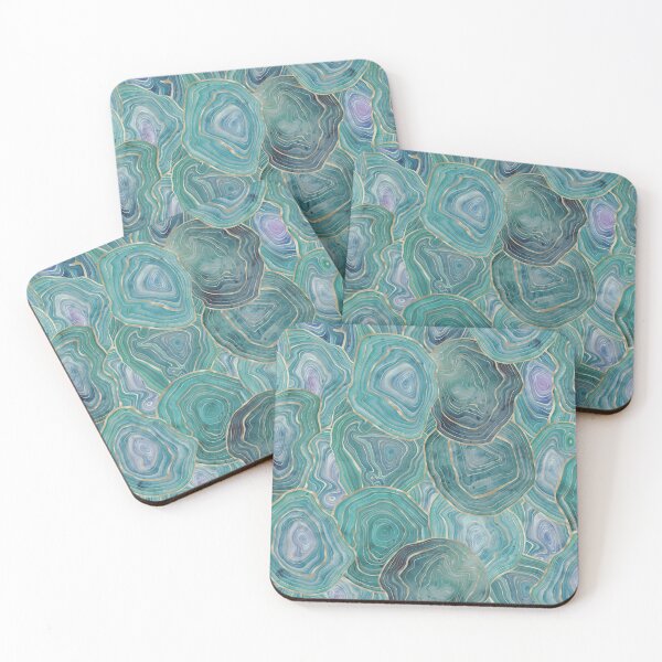 Item preview, Pastel Teal and Gold Watercolor Agate stone pattern, lovely and soft swirls of light teal colors with gold accents designed and sold by Orianah.