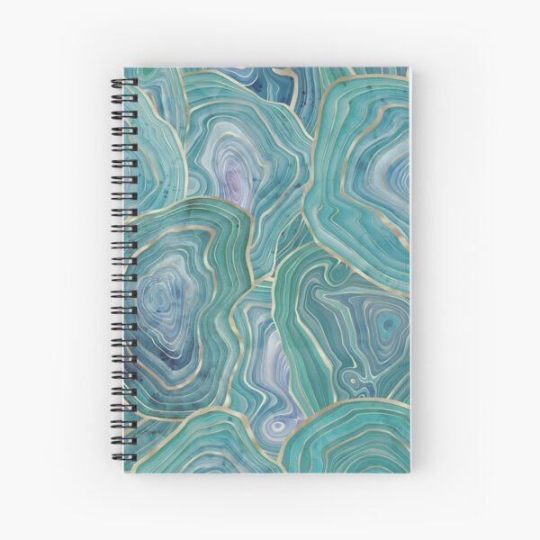 Item preview, Pastel Teal and Gold Watercolor Agate stone pattern, lovely and soft swirls of light teal colors with gold accents designed and sold by Orianah.