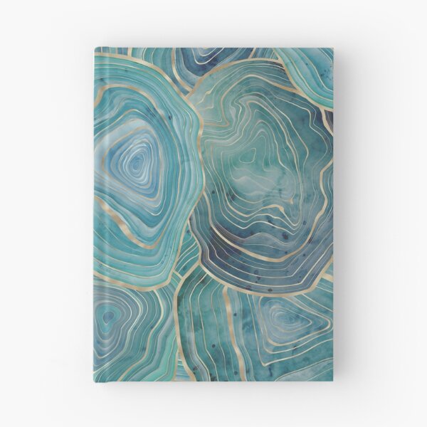 Item preview, Pastel Teal and Gold Watercolor Agate stone pattern, lovely and soft swirls of light teal colors with gold accents designed and sold by Orianah.