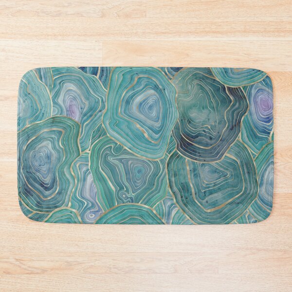 Item preview, Pastel Teal and Gold Watercolor Agate stone pattern, lovely and soft swirls of light teal colors with gold accents designed and sold by Orianah.