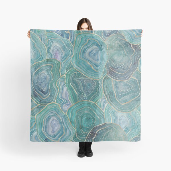 Item preview, Pastel Teal and Gold Watercolor Agate stone pattern, lovely and soft swirls of light teal colors with gold accents designed and sold by Orianah.