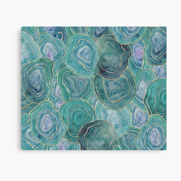Item preview, Pastel Teal and Gold Watercolor Agate stone pattern, lovely and soft swirls of light teal colors with gold accents designed and sold by Orianah.