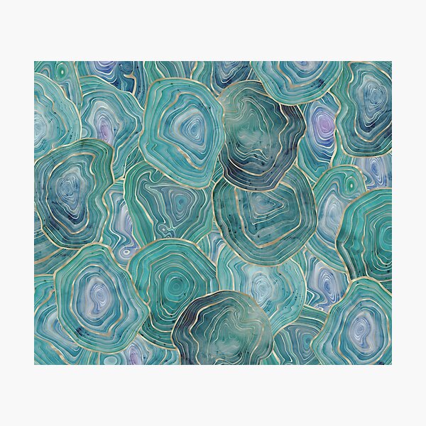 Item preview, Pastel Teal and Gold Watercolor Agate stone pattern, lovely and soft swirls of light teal colors with gold accents designed and sold by Orianah.