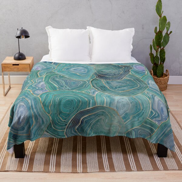 Item preview, Pastel Teal and Gold Watercolor Agate stone pattern, lovely and soft swirls of light teal colors with gold accents designed and sold by Orianah.