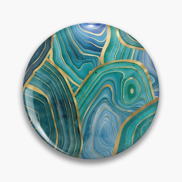 Item preview, Teal and Gold Watercolor Agate stone pattern, lovely and soft swirls of light teals and blues with gold accents designed and sold by Orianah.
