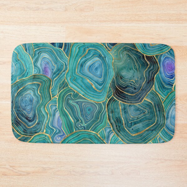 Item preview, Teal and Gold Watercolor Agate stone pattern, lovely and soft swirls of light teals and blues with gold accents designed and sold by Orianah.
