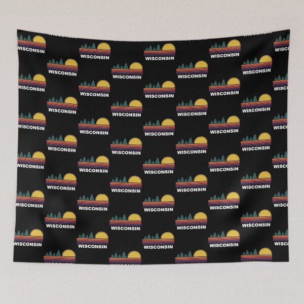 Item preview, Wisconsin State Retro Sunset Pine Trees White Lettering designed and sold by Spaceshipsells.