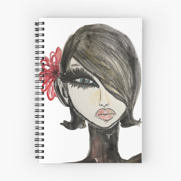 Item preview, Lady in Black & her Flower - Original Watercolor & Ink designed and sold by mercedesdscott.