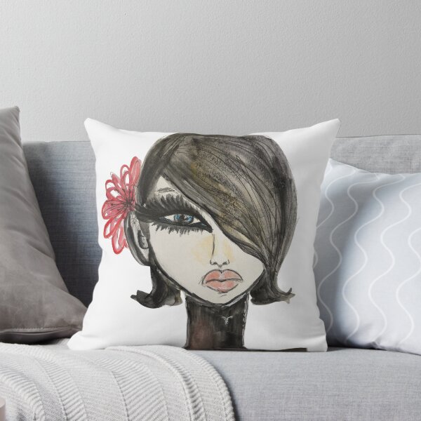 Item preview, Lady in Black & her Flower - Original Watercolor & Ink designed and sold by mercedesdscott.