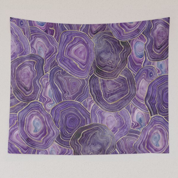 Item preview, Purple and Gold Watercolor Agate stone pattern, lovely and soft swirls of purple and aqua colors with gold accents designed and sold by Orianah.