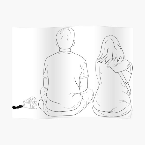 Couple Outline Wall Art Redbubble