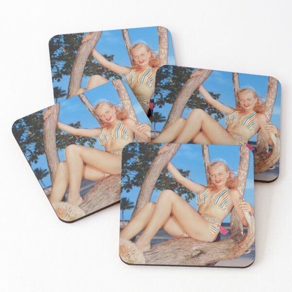 Item preview, Florida postcard Blonde in a striped bikini sitting in a tree designed and sold by Lowtech.