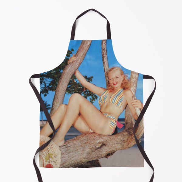 Artikelvorschau, Florida Postkarte Blondine in einem gestreiften Bikini, der in einem Baum sitzt entworfen und verkauft von Lowtech.