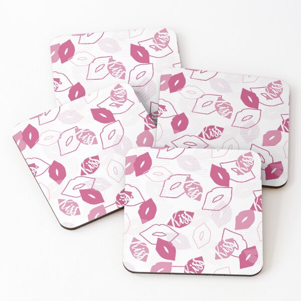 Item preview, Pink Romantic Kiss Typography and  Pattern designed and sold by FlinArt.