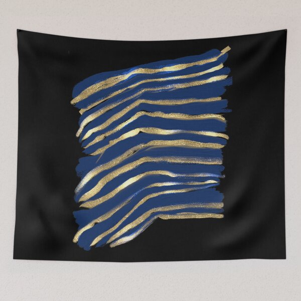 Item preview, Waves blue and gold abstract  designed and sold by Thecolourwheel.
