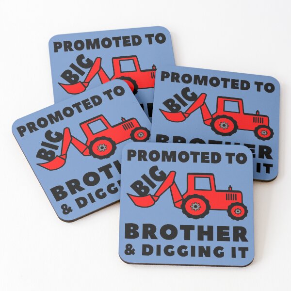Item preview, Promoted to Big Brother & Digging It, Birth Announcement in Family, young brother is now promoted to big brother with picture of digger tractor designed and sold by StickerArtwork.