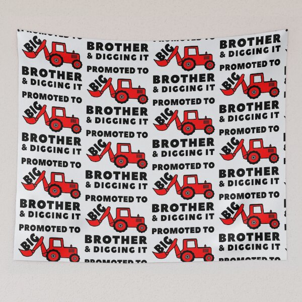 Artikelvorschau, Befördert zum Big Brother & Digging It, Geburtsanzeige in der Familie, wird der junge Bruder jetzt zum Big Brother mit dem Bild eines Baggertraktors befördert entworfen und verkauft von StickerArtwork.