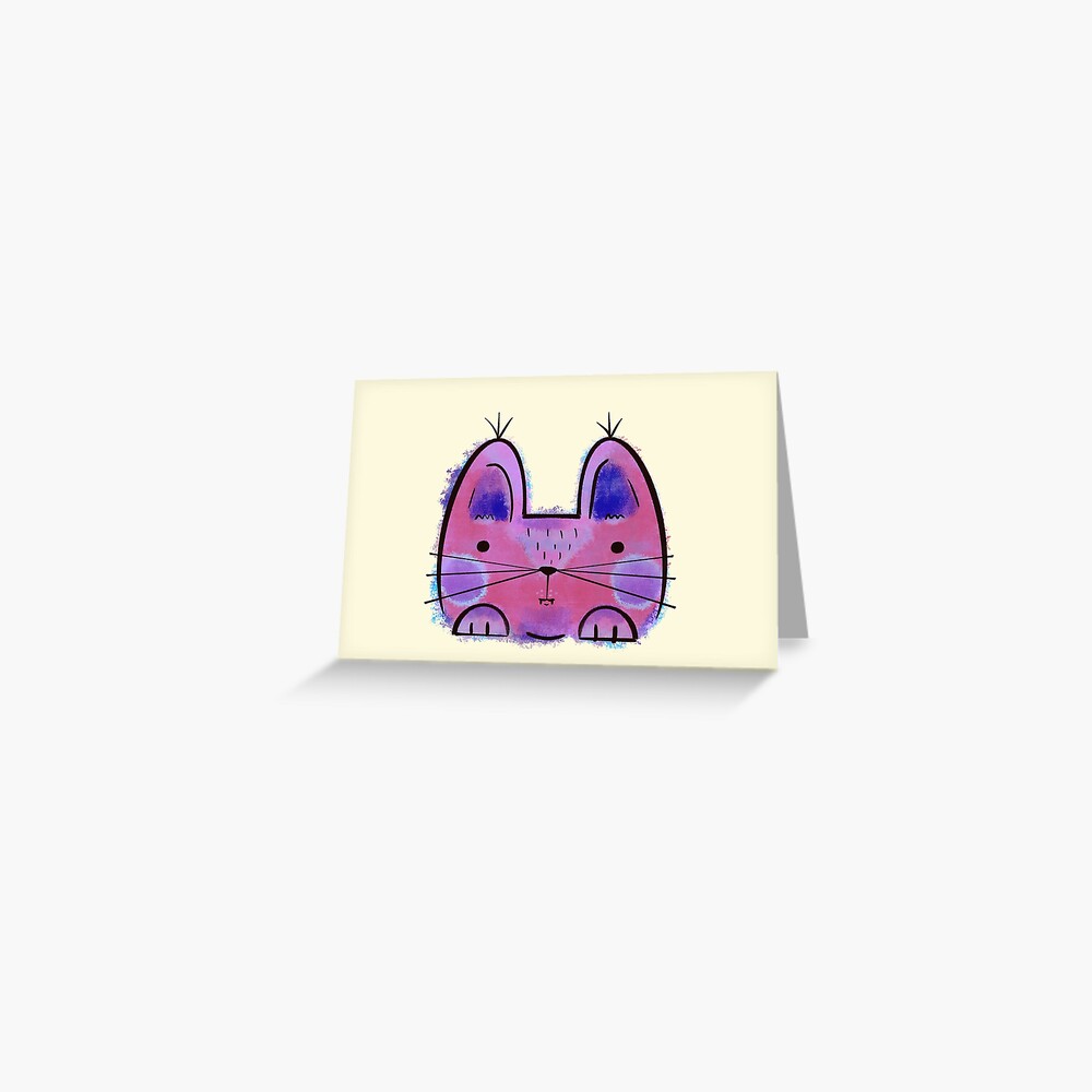 Purple Funny Cat Greeting Card