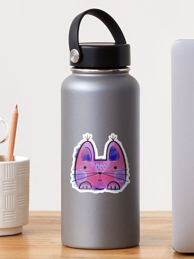 Thumbnail 1 of 3, Sticker, Purple Funny Cat designed and sold by adarovai.