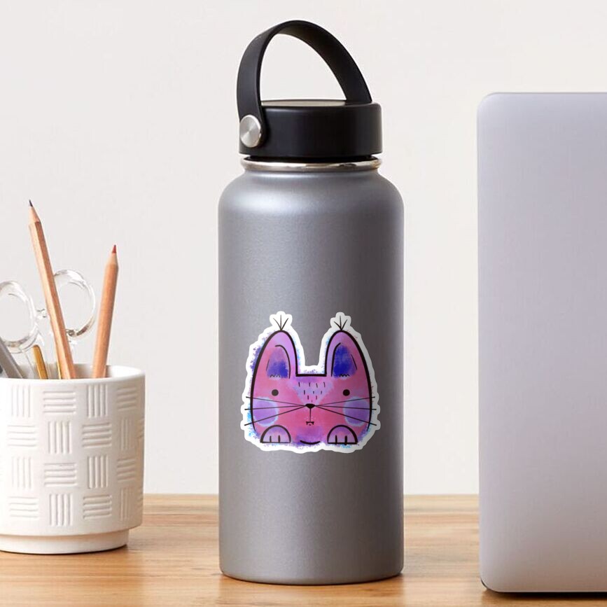 Purple Funny Cat Sticker