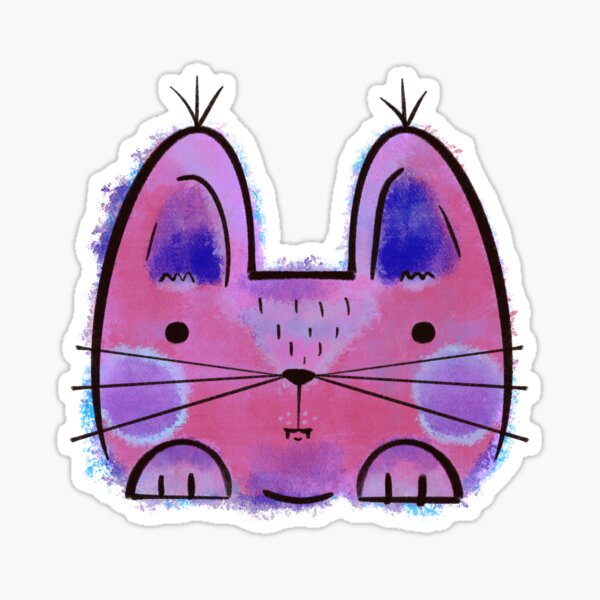 Purple Funny Cat Sticker