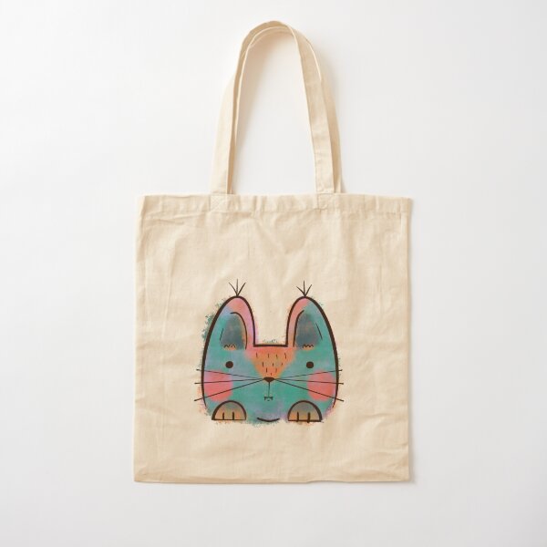 Rainbow Funny Cat Cotton Tote Bag