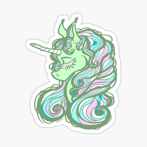 "Mint Green Unicorn" Sticker for Sale by JanGrackle Redbubble