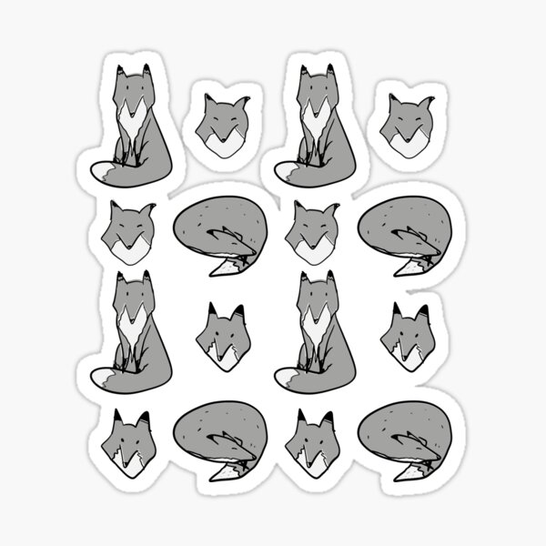 Black & White Fox pose Sticker