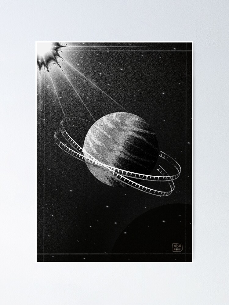 Alternate view of Black & White Saturn Frame Poster