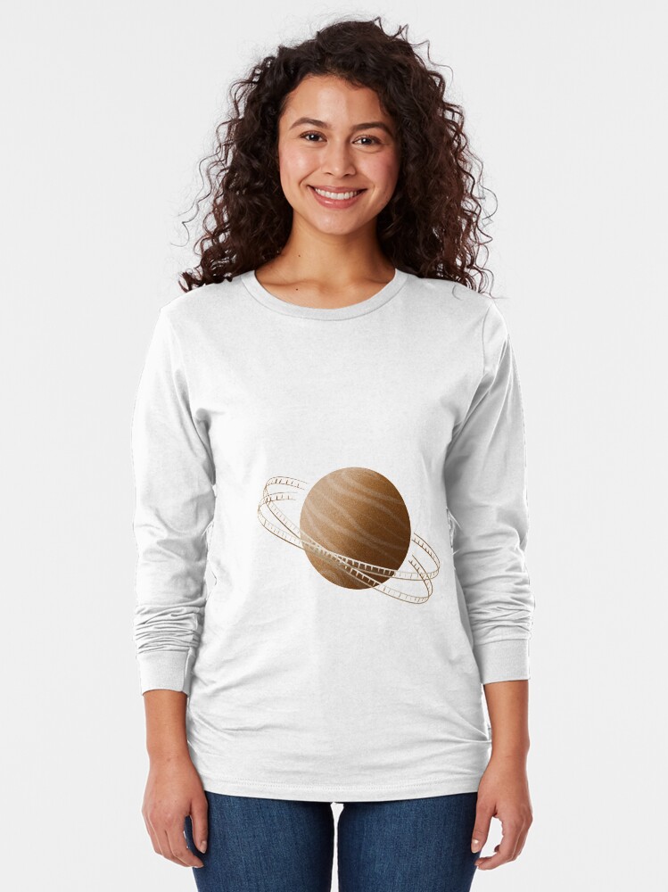 Thumbnail 2 of 5, Long Sleeve T-Shirt, Brown Saturn Film designed and sold by adarovai.