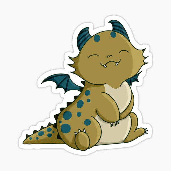 Happy Chibi Dragon (Mustard) Sticker