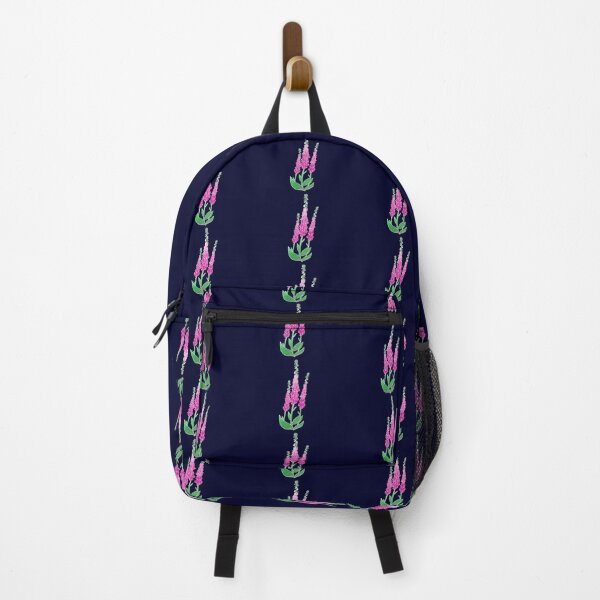 Item preview, Pink foxgloves on navy background designed and sold by DesignsByJaycee.