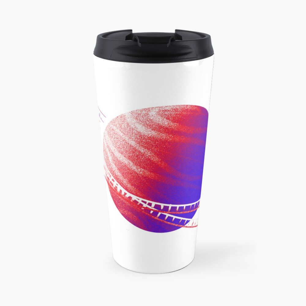 Neon Red & Blue Saturn Film Travel Mug